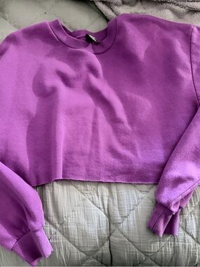 Purple Cropped Crewneck Sweatshirt - Women